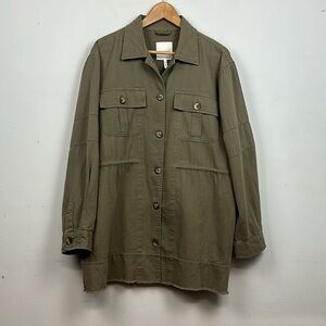 Avec Les Filles Khaki Green Cotton Military Jacket Sz L
